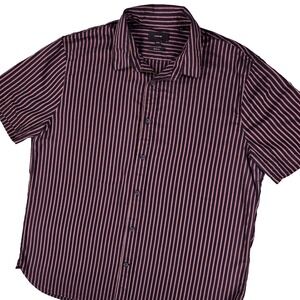 Vince Shirt‎ Mens XL Brown Striped Classic Fit Short Sleeve Button Up Casual